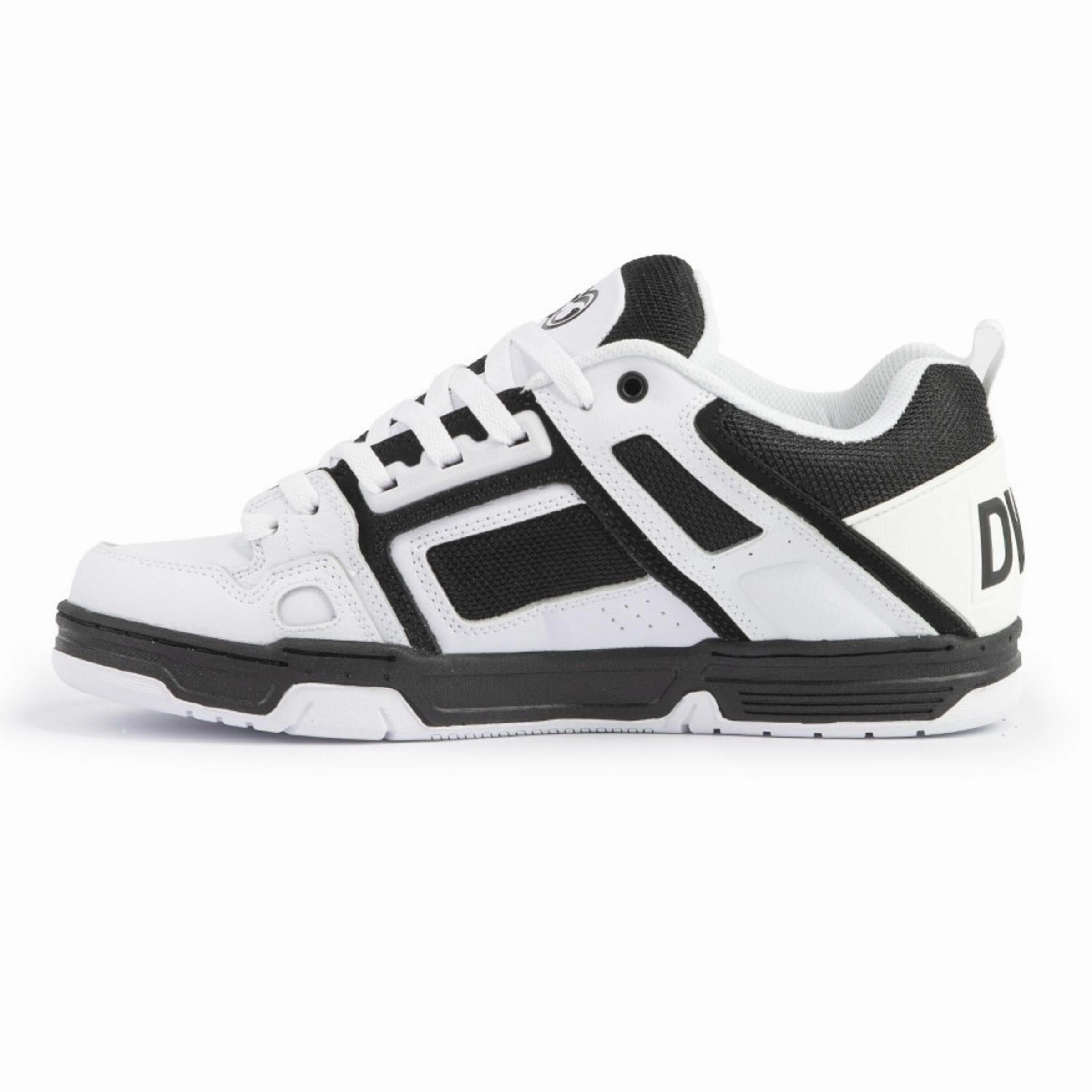 Slip On Checkerboard Skate Shoe DVS Comanche White Black White Leather