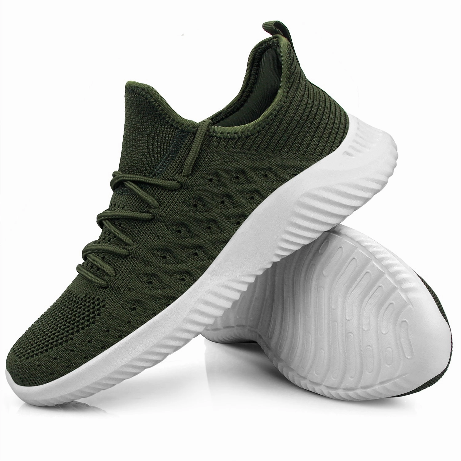 FEETHIT Mens Non-slip Walking Sneaker Green Best Hiking Shoes For Steep Terrain