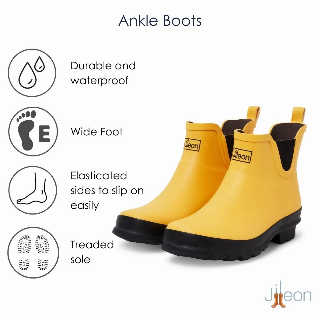 Goretex Waterproof Walking Shoes Ankle Height Rain Boots - Yellow Matt - Wide Foot - Easy to Slip On