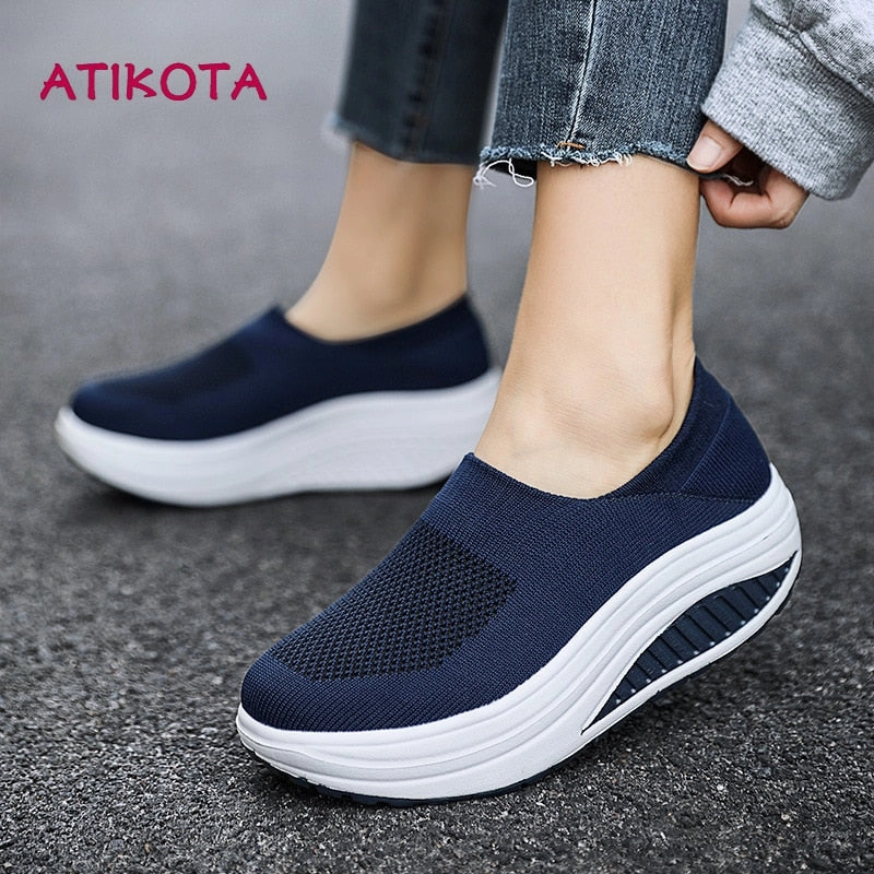 Atikota Orthopedic Platform Sneakers for Women Mesh Flat and comfortable / FREE Shipping Cool Flat Shoes