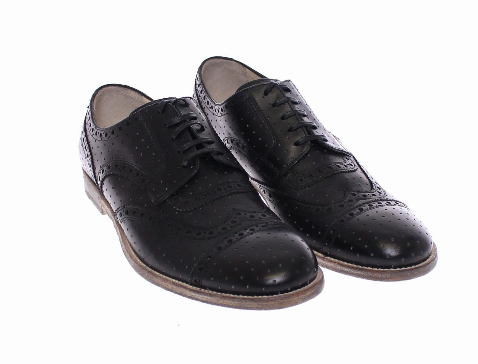 Black Leather Wingtip Formal Shoes Tie Flat Shoes