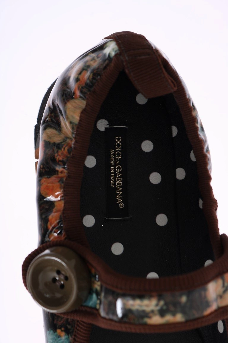 Brown Patent Leather Ballerina Shoes Flat Foot Shoes For Work