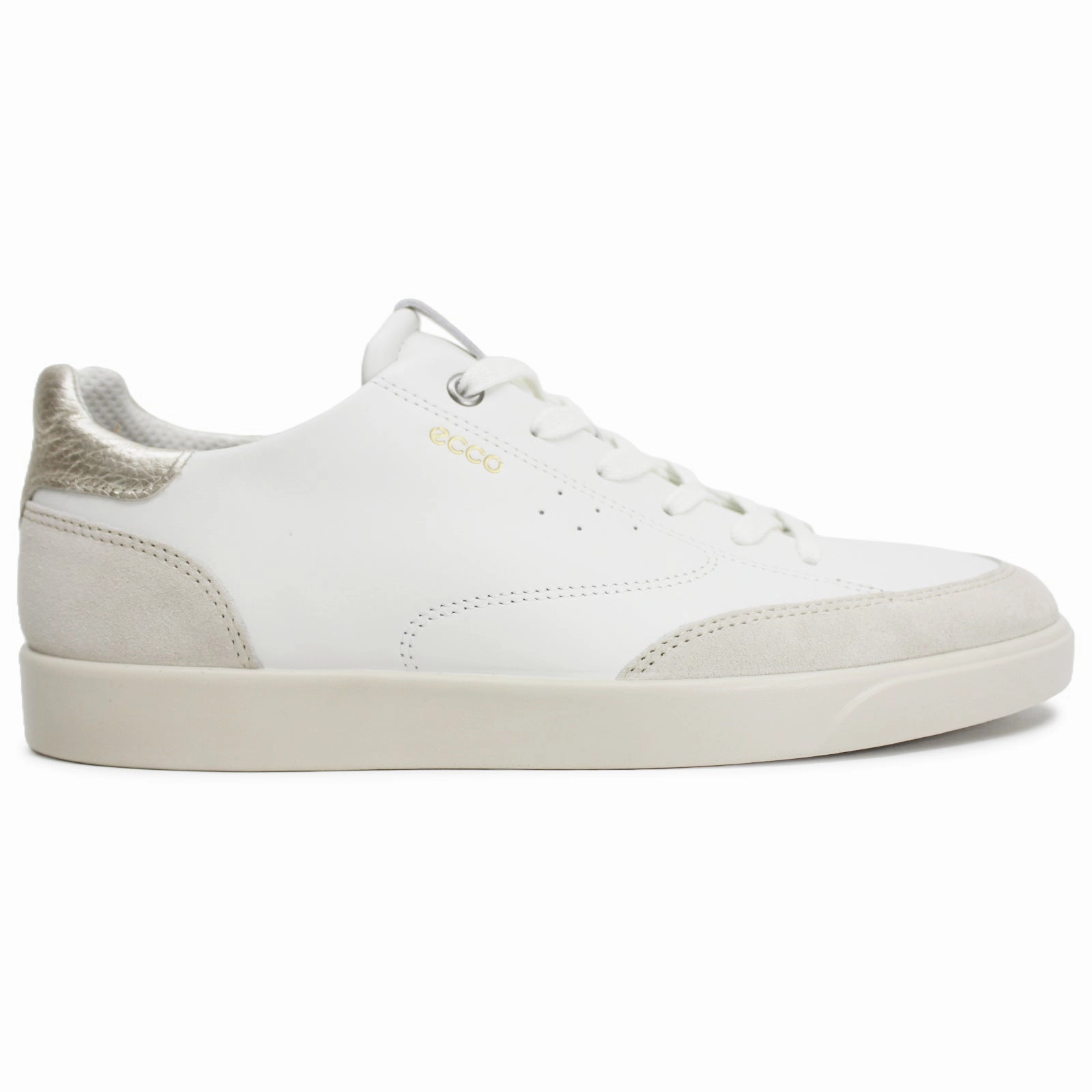 Ecco Street Lite 212853 Nubuck Leather Women's Low Top Limestone White Pure Whte Gold Trainers Running Shoes Trail