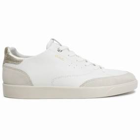 Ecco Street Lite 212853 Nubuck Leather Women's Low Top Limestone White Pure Whte Gold Trainers Asic Trail Running Shoes