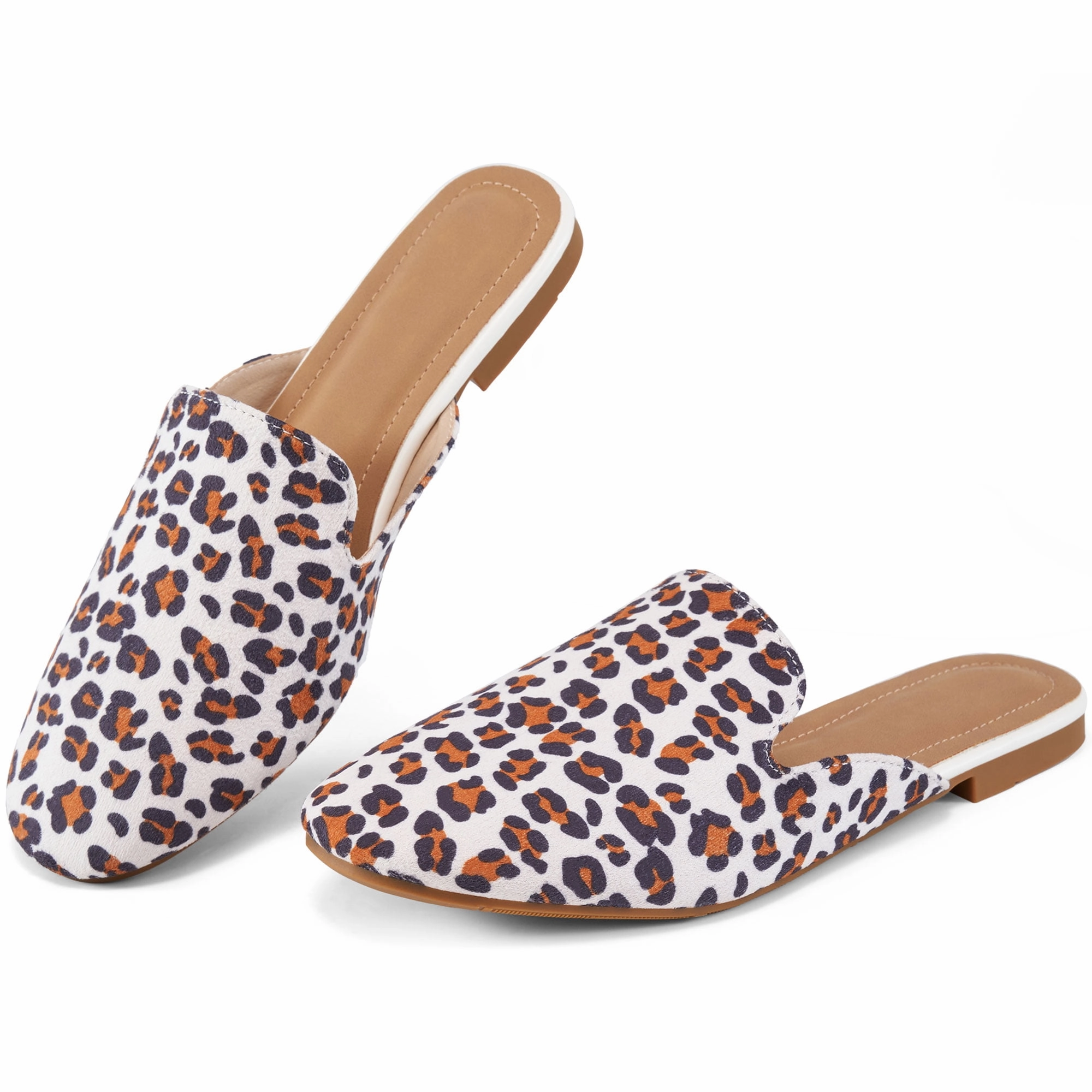 Pink Flat Shoes Ecetana Mules for Women Backless Flat Slides Shoes Ladies Slip-on Loafers