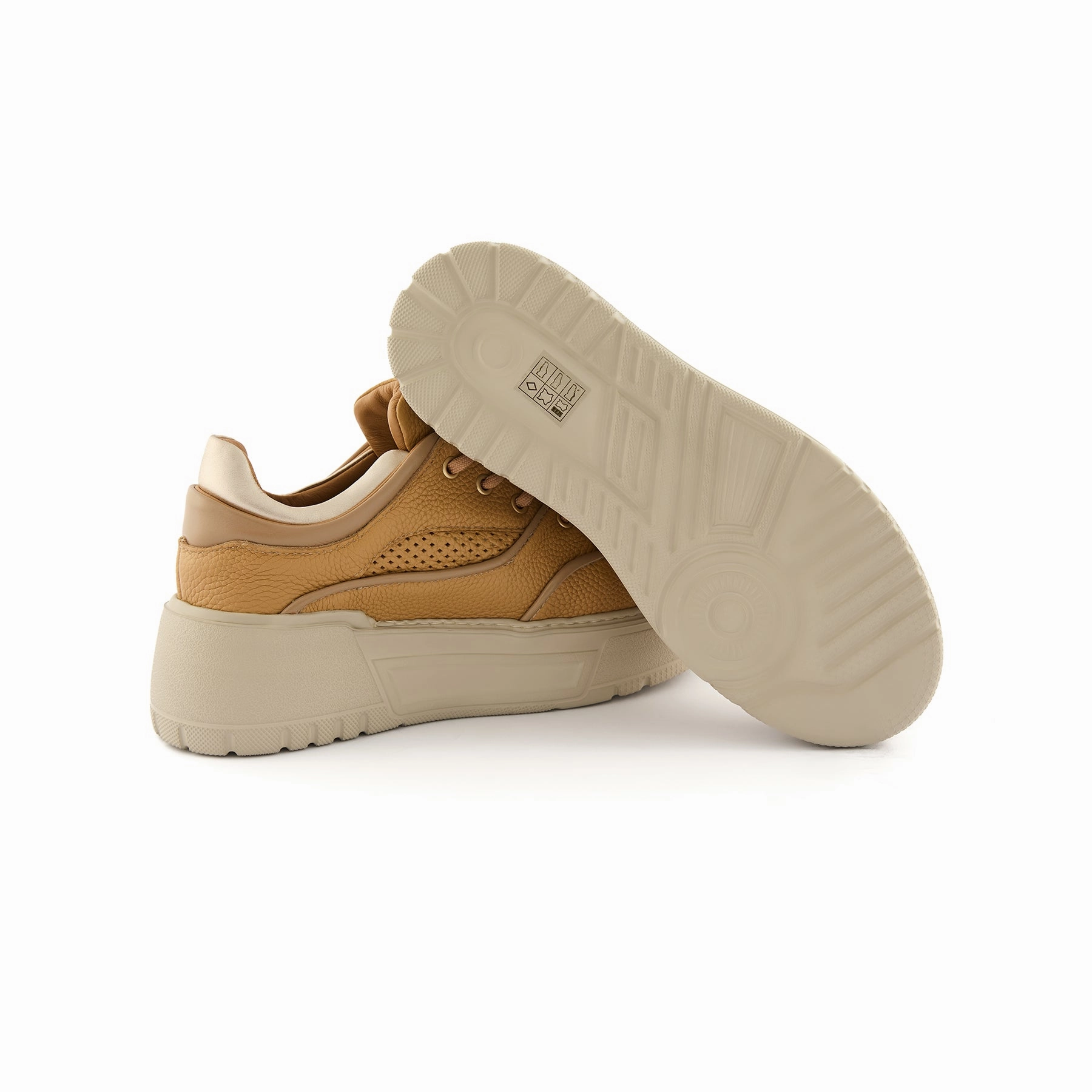 Heel Sneakers Women's Mink Handmade Calf Leather Sneakers W5033