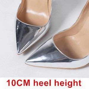 Clearance Skate 12CM High Heels Silver Wedding Shoes Women Pumps Patent Leather Fashion Women Bridal Shoes Sexy Heels Pumps