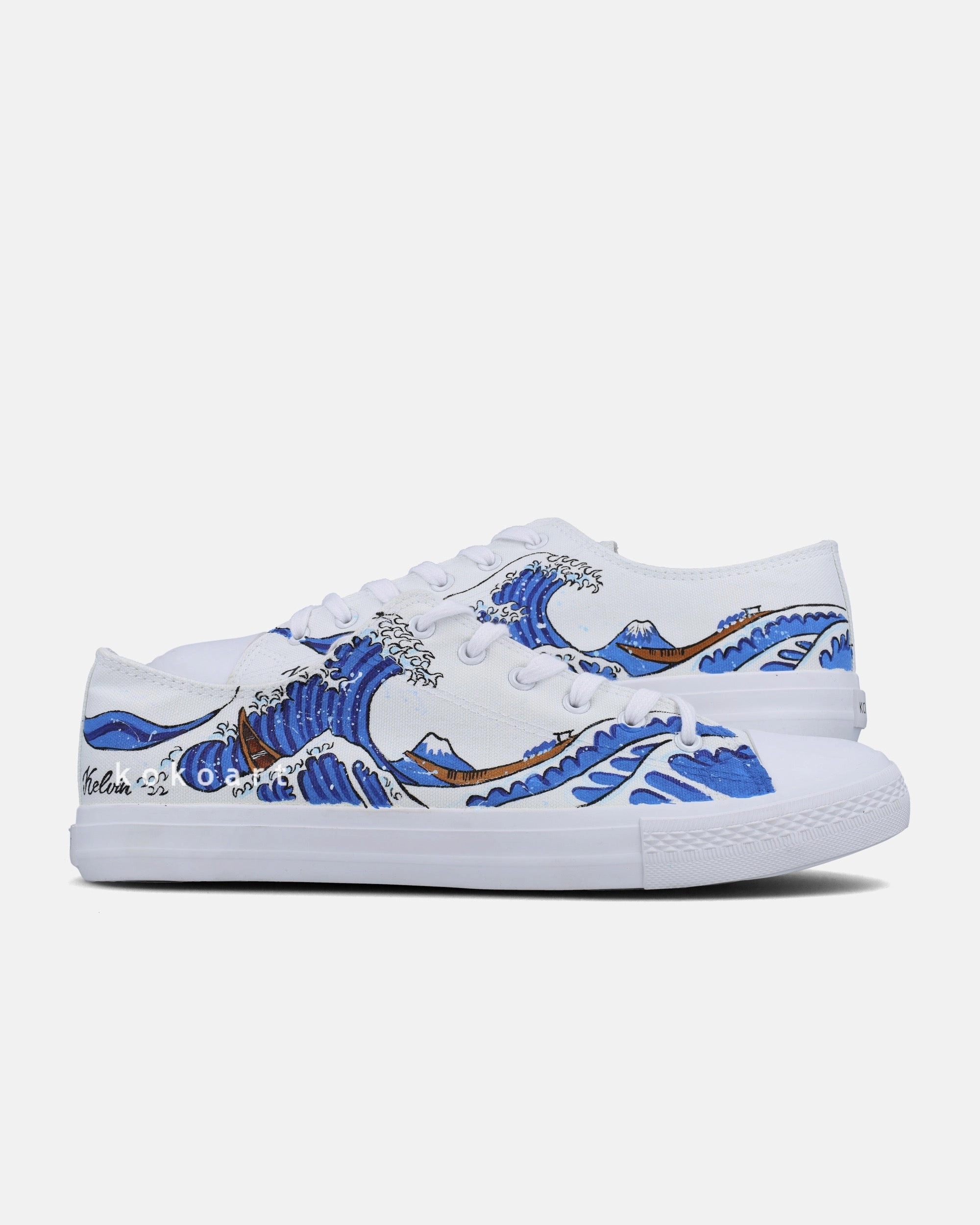 Waterproof Dog Shoes Waves Hand Painted Shoes