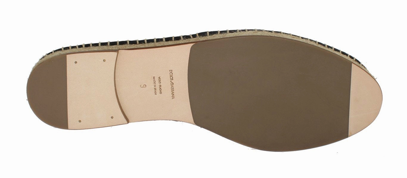 Wide Espadrille Wedge Heels Gray Leather Woven Loafers Espadrilles