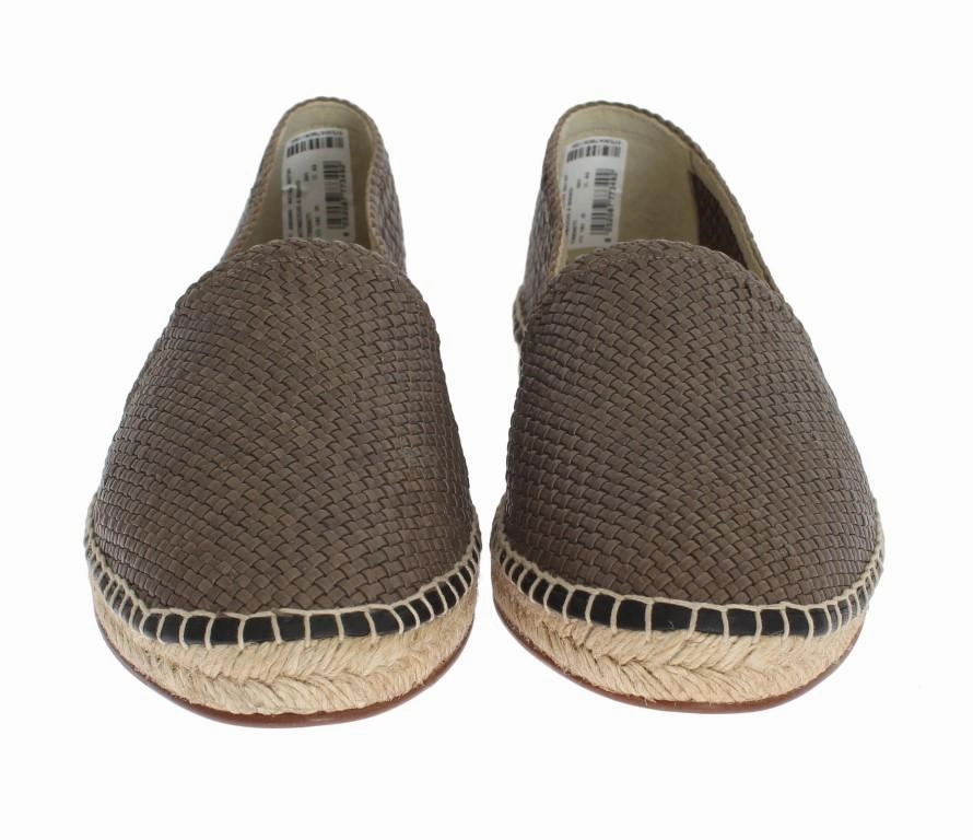 Converse Platform Espadrilles Gray Leather Woven Loafers Espadrilles