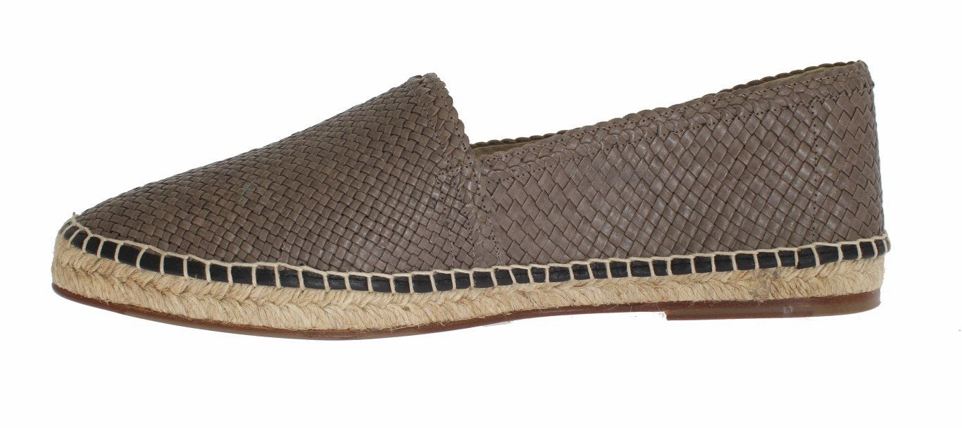 Gray Leather Woven Loafers Espadrilles Roxy Espadrilles