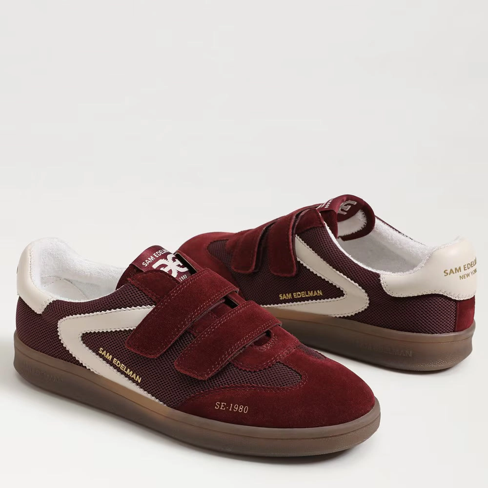 Sam Edelman Women's Talia Velcro Sneaker | French Burgundy Mesh/Suede Sapphire Low B-dry Waterproof Hiking