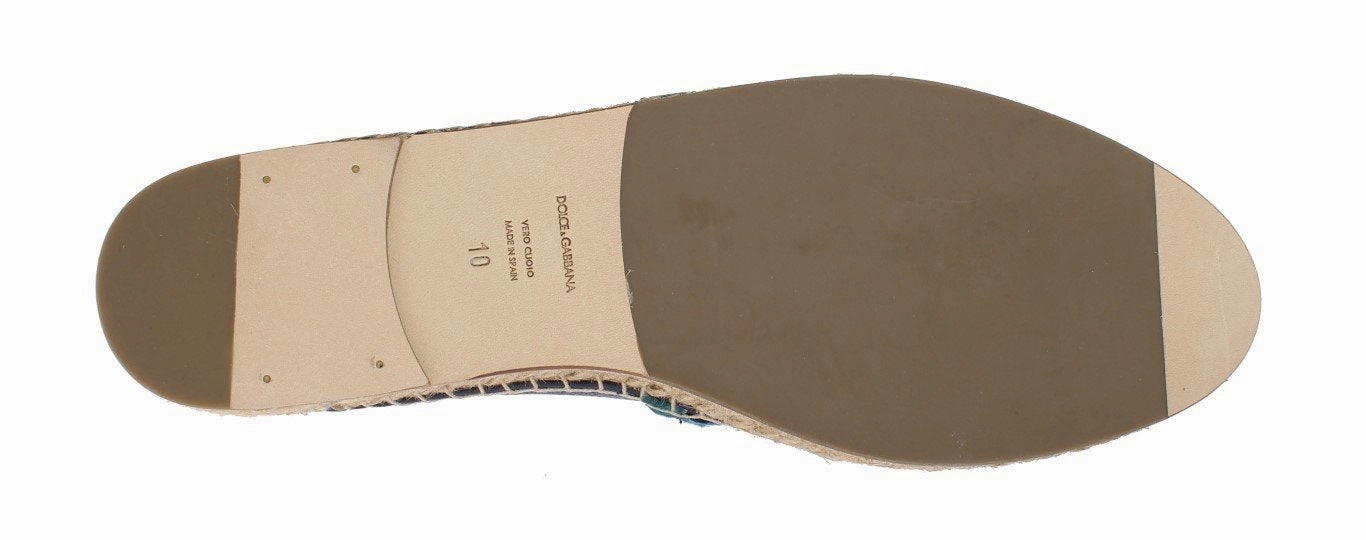 Espadrilles 2 Inch Heel Blue Deer Leather Logo Espadrilles