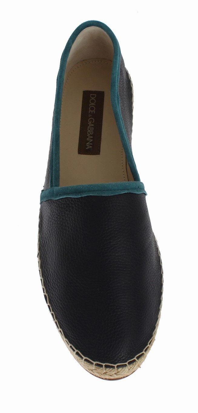 Steve Madden Lesko Espadrilles Blue Deer Leather Logo Espadrilles