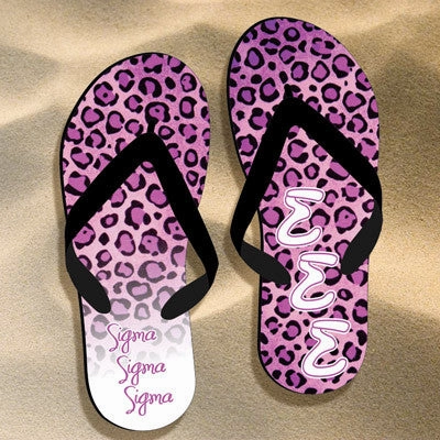 Sigma Sigma Sigma Cheetah Print Flip Flops - SBL100 - SUB Harimari Flip Flops