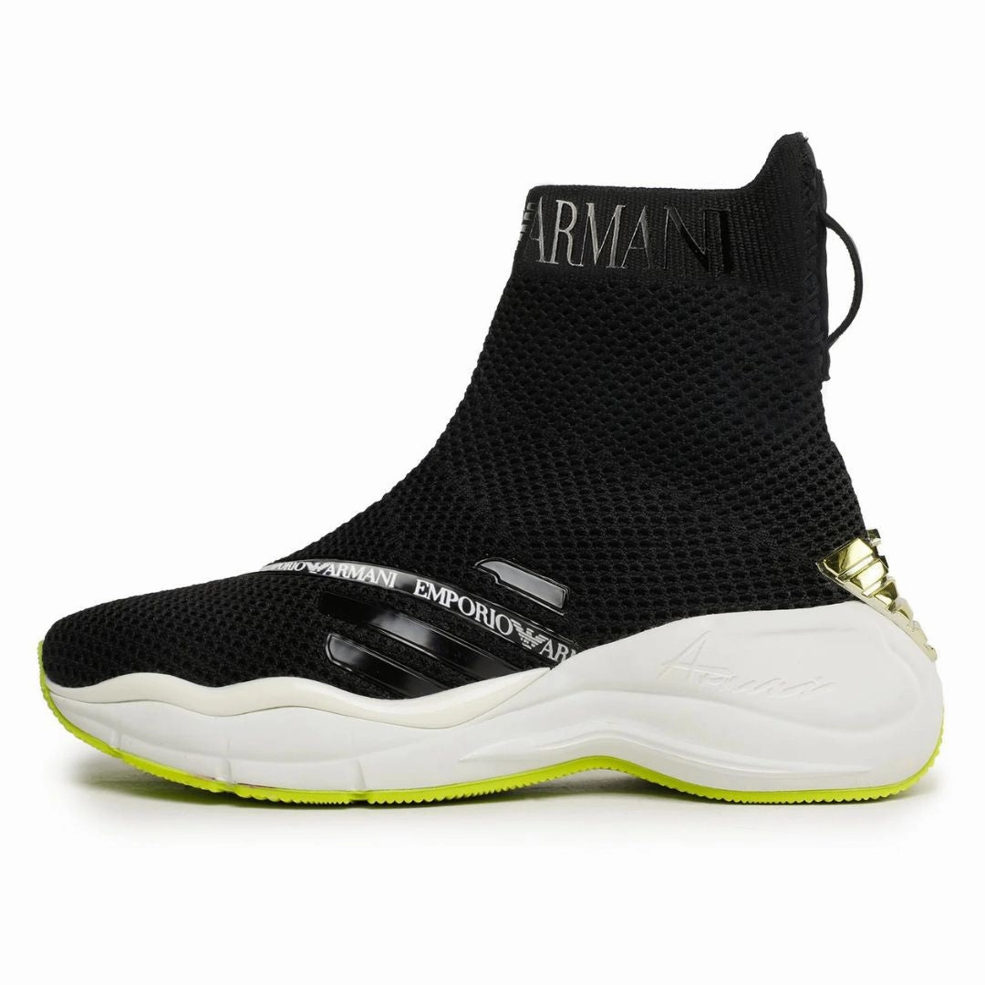 High Top Sneakers With Zipper EMPORIO ARMANI Ankle Sock Sneakers Women X3Z061-BLK