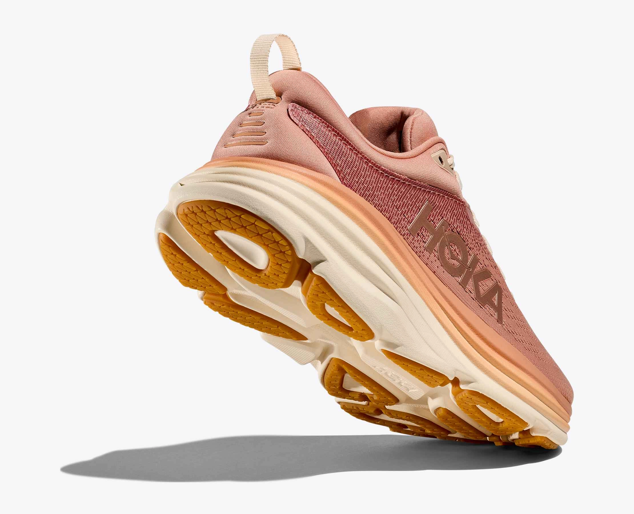 Hoka Women's Bondi 8 Sneaker, Sandstone/Cream Trail Running Shoes Boa