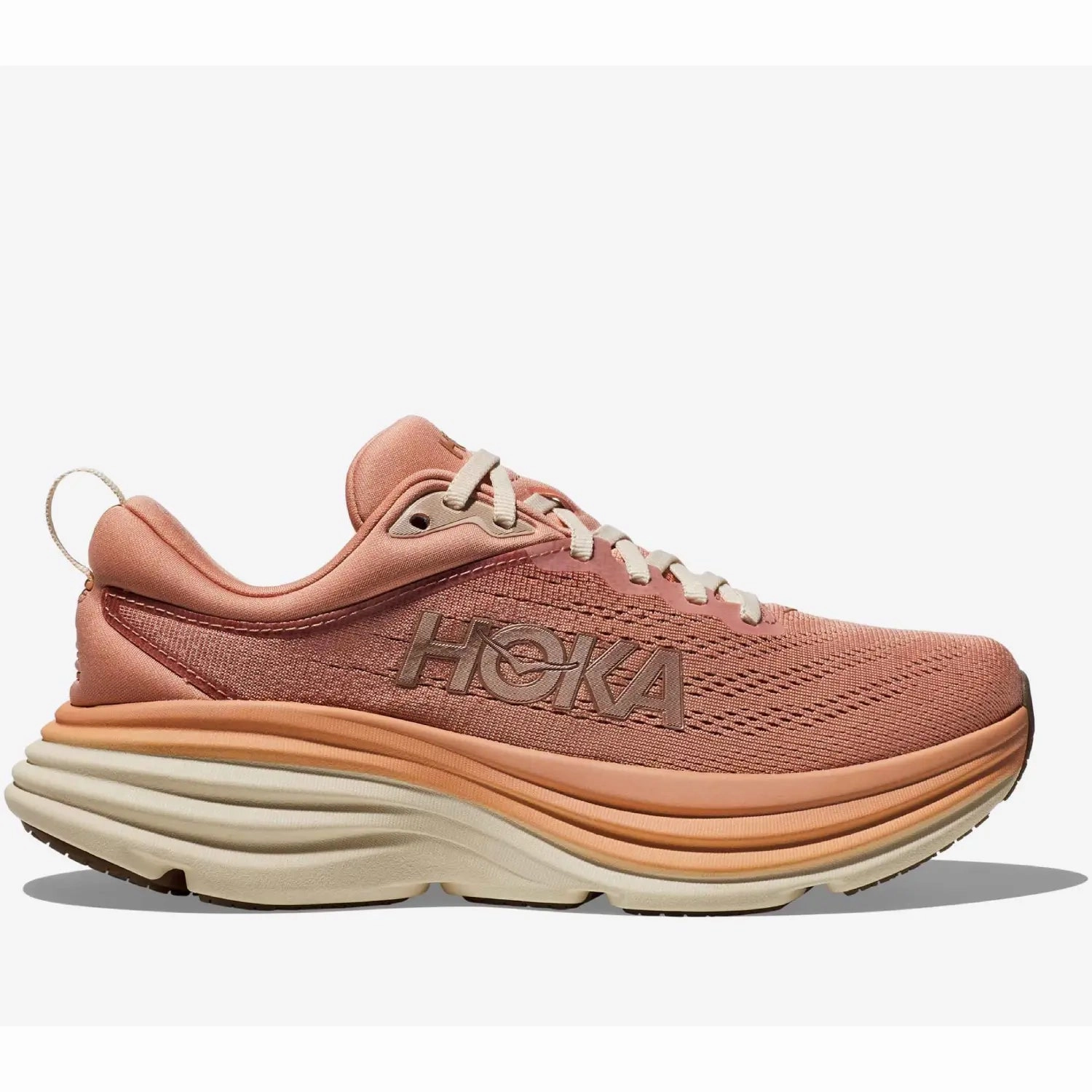 Hoka Women's Bondi 8 Sneaker, Sandstone/Cream Trail Shoes Vs Hiking Boots