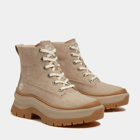 Shoes Trail Running Timberland Women's Roxie Lane Mid Lace Up Boot - Light Beige Canvas