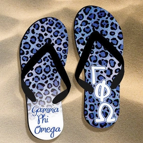 Marshmallow Flip Flops Gamma Phi Omega Cheetah Print Flip Flops - SBL100 - SUB
