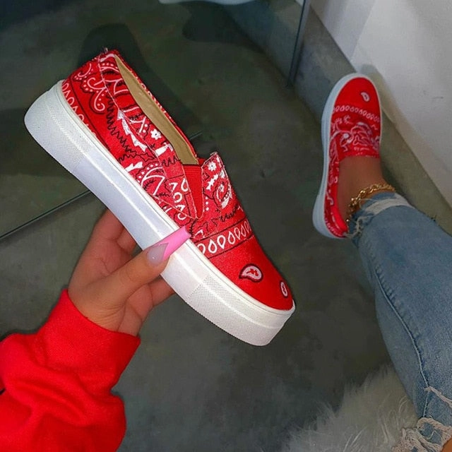 Dropship Women Flat Loafers Print Leather Vulcanized Shoes Summer Spring Women Casual Shoes Round Toe Woman Girls Shoes