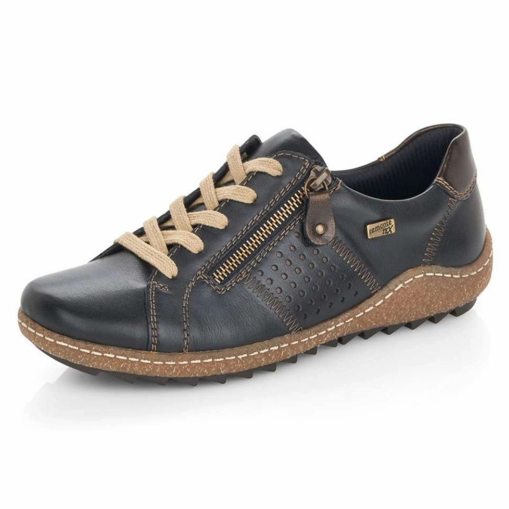 Trotter Casual Shoes Remonte Liv 17 Black Combi Leather Sneaker (Women's)