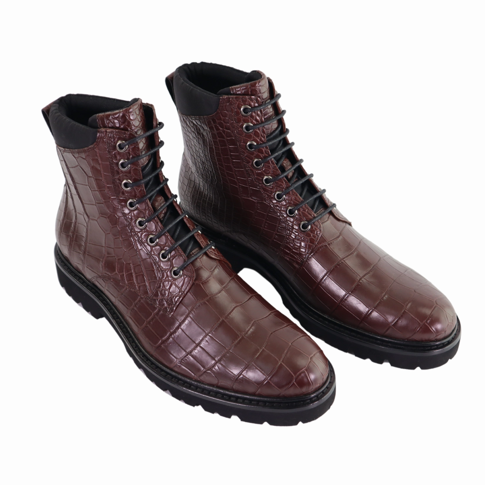 Mens Handcrafted Alligator Crocodile Leather Luxury Alligator Boots Black, Dark Brown Office Casual Boots