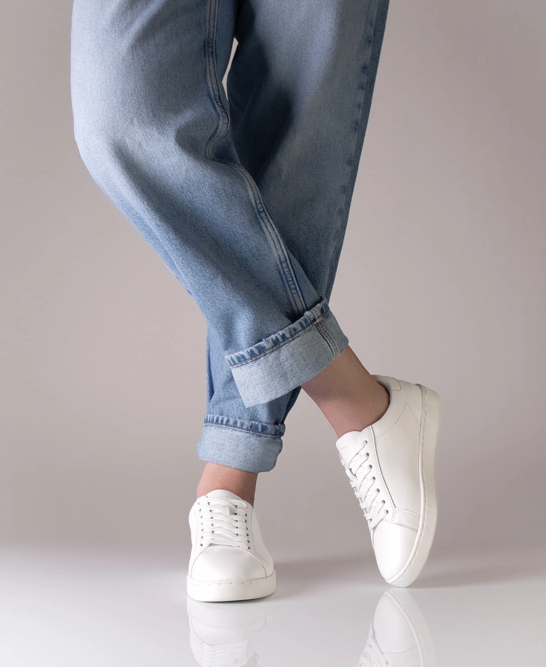 Werner Kern, 7025 Women's Sneaker, White Nappa Leather, Full-Sole, Flat Heel Sole Shoes