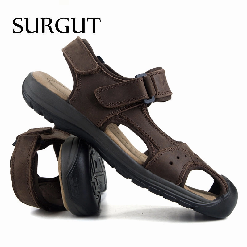 Flat Shoe Style Names Fashion Summer Sandals Men Shoes  Brand Breathable Quality Leather Beach Sandals Comfy Simple Men's Sandals Shoes