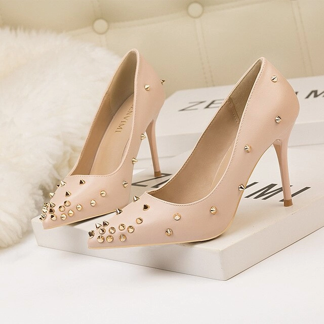 Fashion Women Pumps Rivet Sexy Women High Heel Shoes Skate Shoe Repair