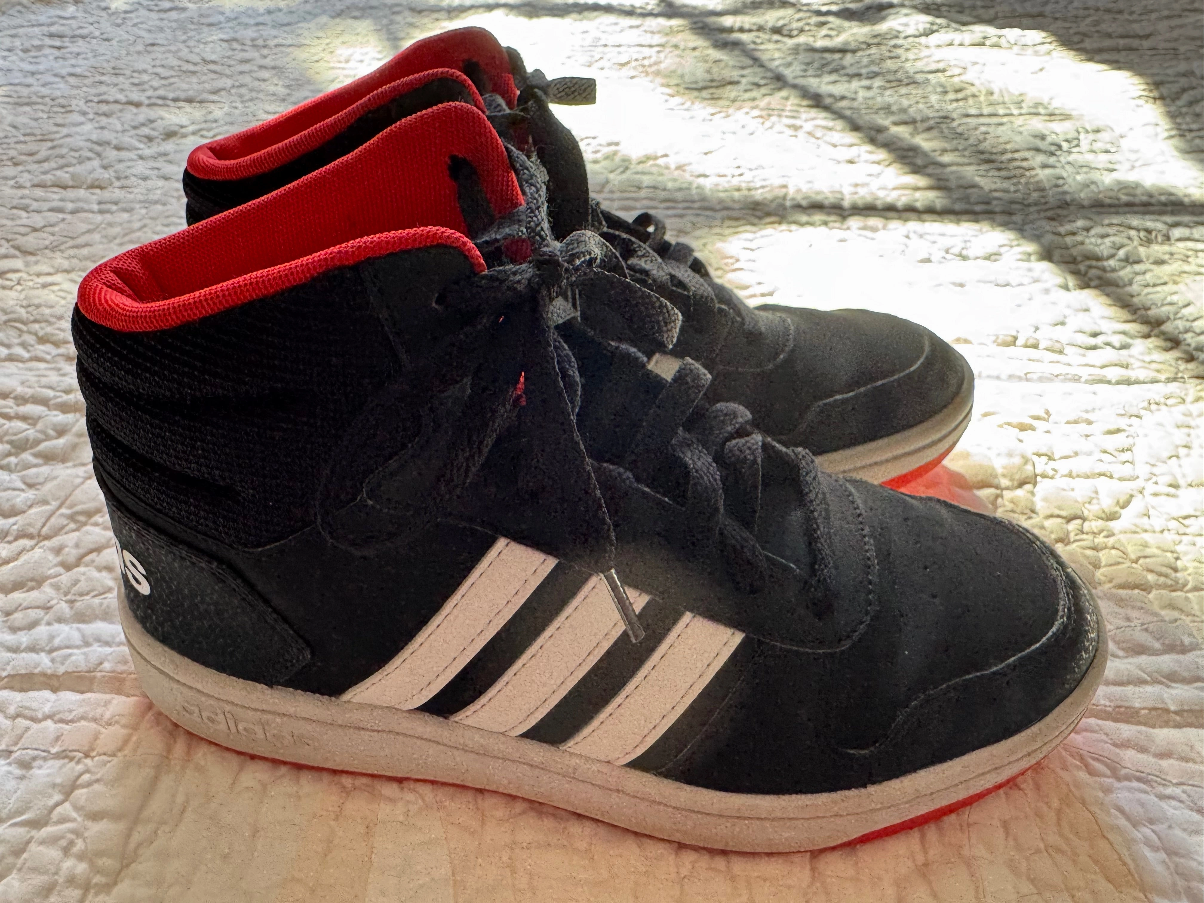 Adidas high tops Hoops black and red - Shoes: 5 (Big Kid) Adidas Shoes Rain
