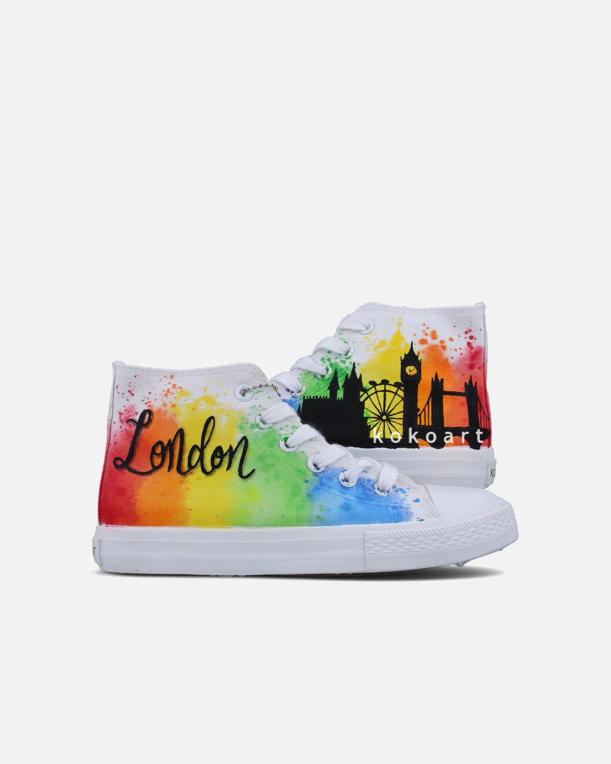 Stylish Waterproof Shoes Uk Rainbow London Skyline Hand Painted Shoes