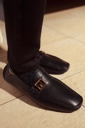 Black Casual Moccassins Shoes Casual Shoes For Big Feet