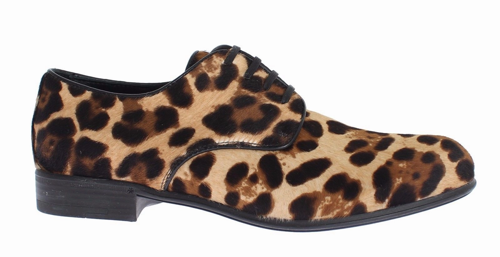 Flat Dolly Shoes Brown Leopard Leather Hair Broques Shoes