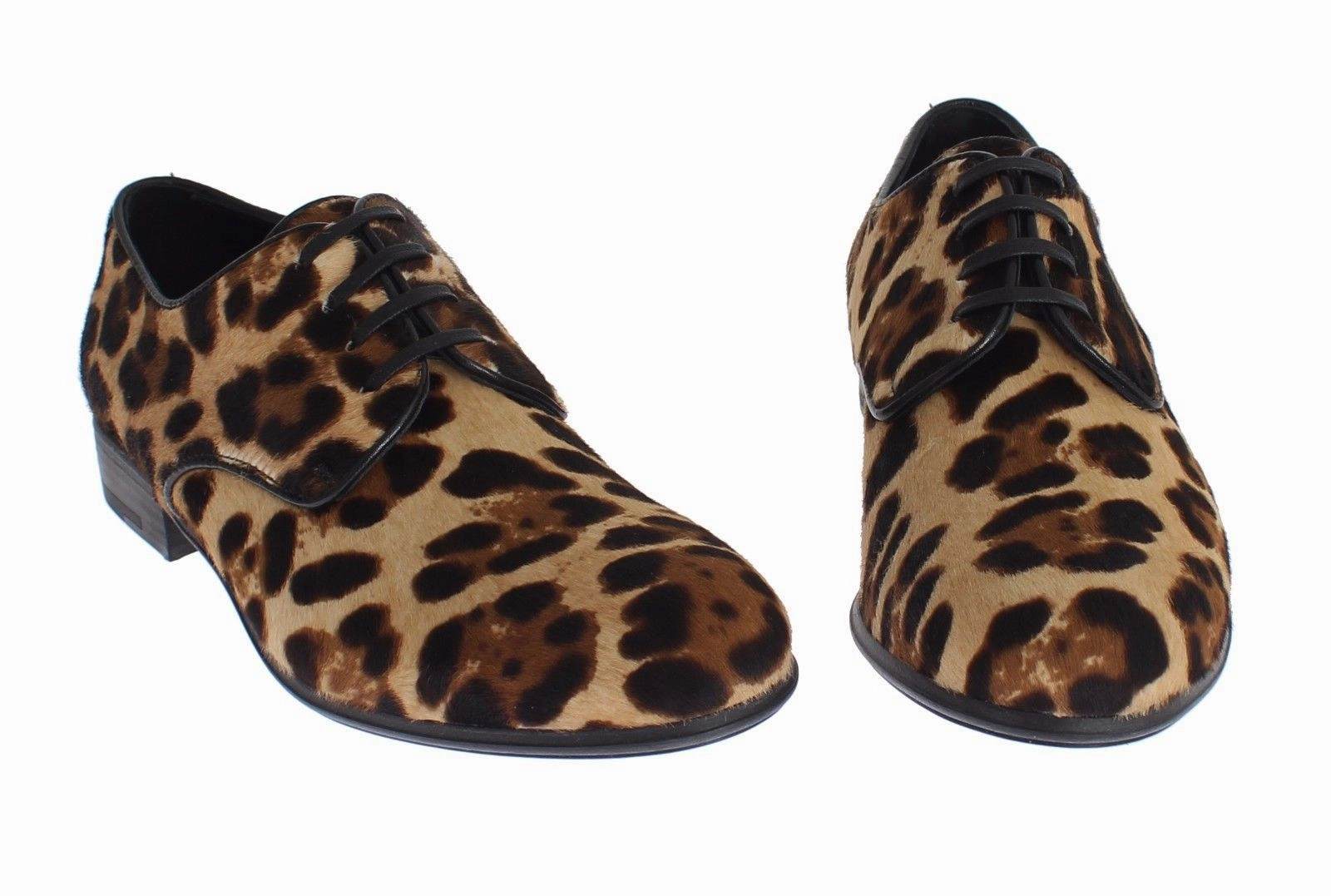 Flat Hoco Shoes Brown Leopard Leather Hair Broques Shoes