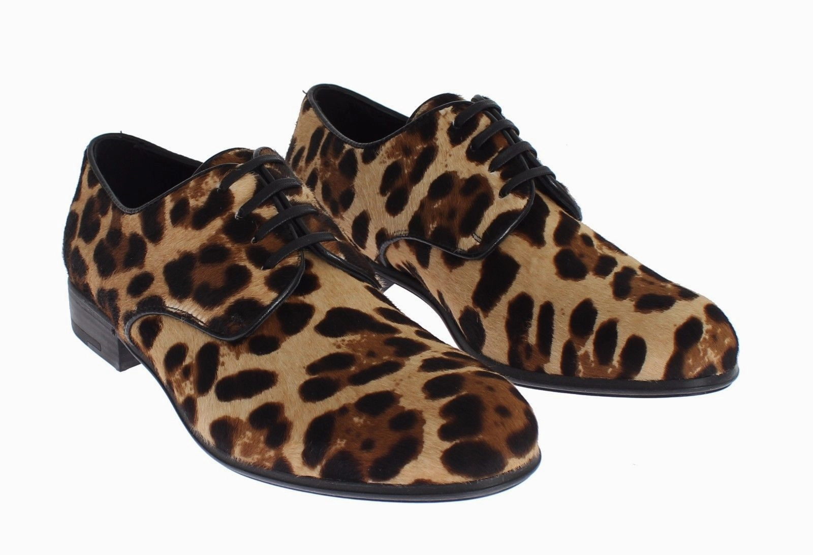 Brown Leopard Leather Hair Broques Shoes Sequin Shoes Flats