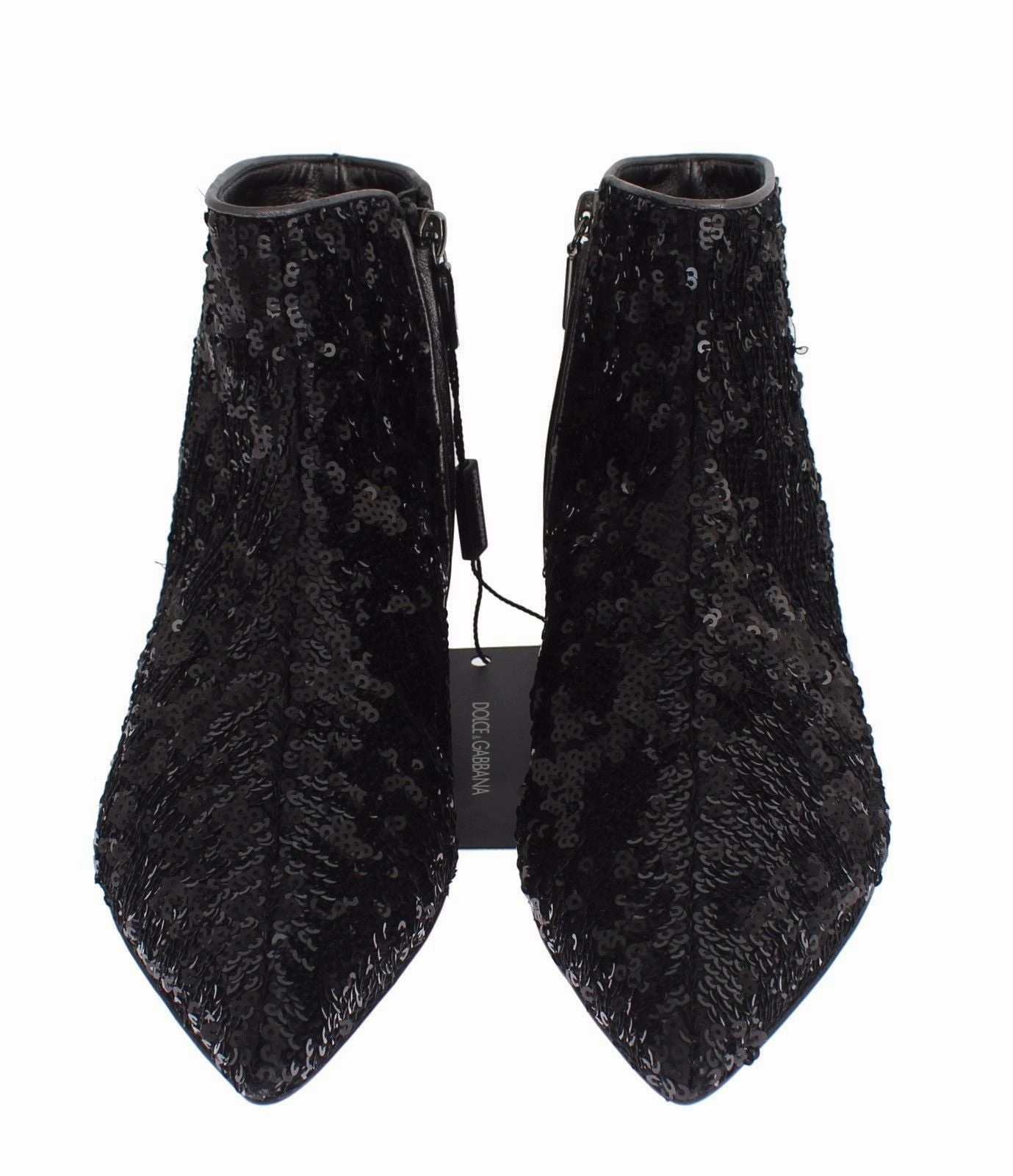 Black Sequined Pointy Flat Ankle Boots Shoes Stuart Weitzman Flat Shoes