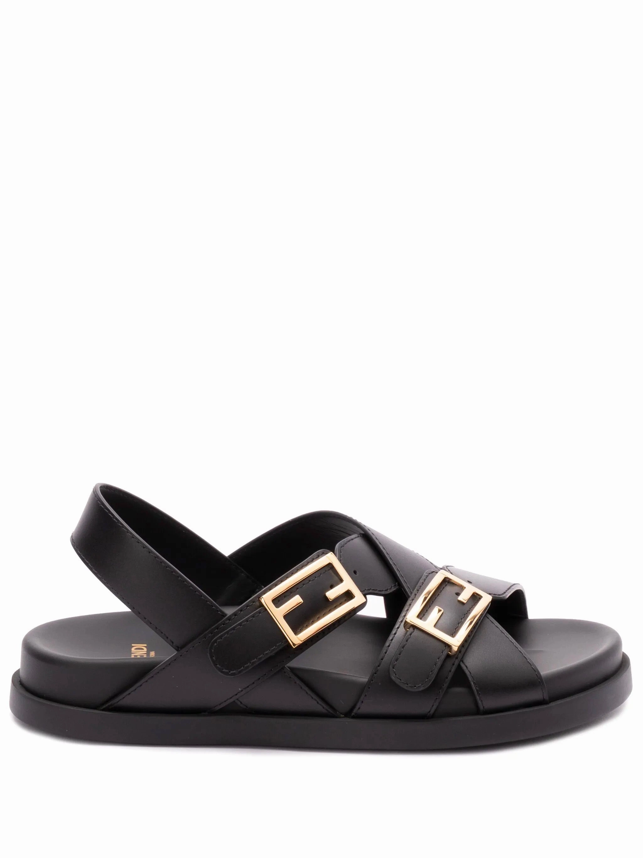 Heels To Flats Shoes FENDI Triple-Band Flat Cross-Over Slide Sandals
