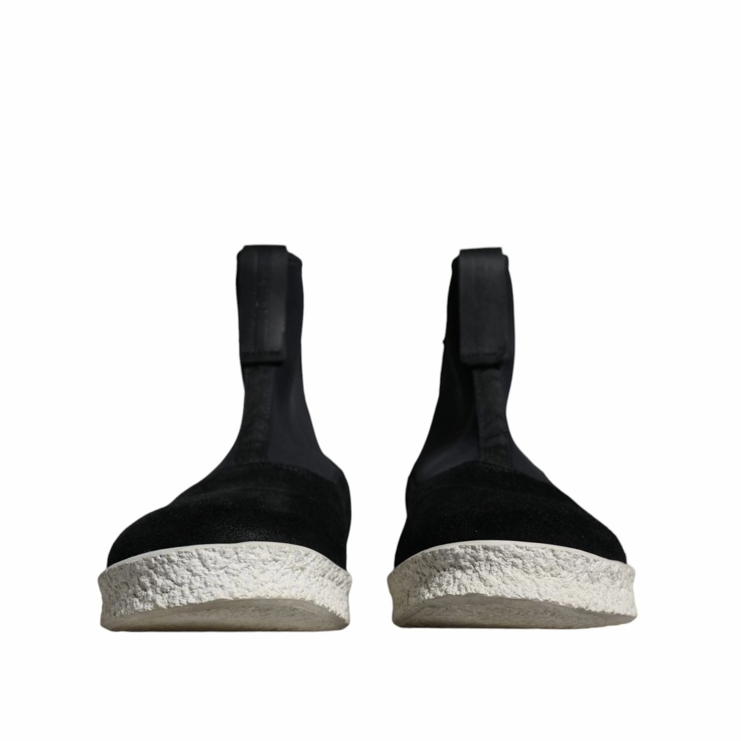 Alexander McQueen Black White Neoprene Takeshi Mid Calf Boots Shoes Long Toe Boots