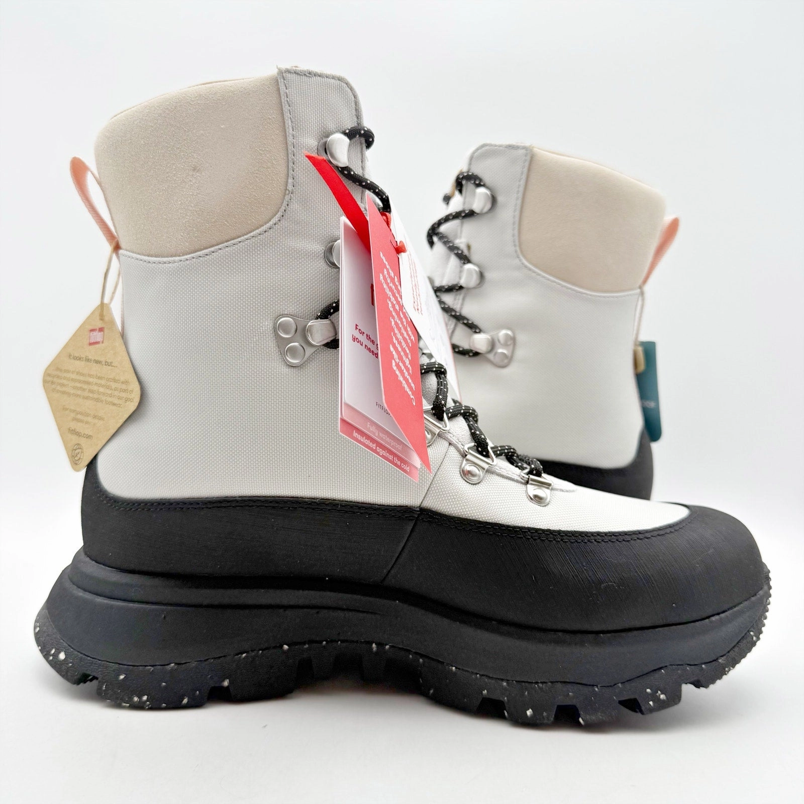 Waterproof Shoes Singapore FitFlop Women NEO-D-HYKER E01 Walking Boot US 8 EU 39 White Black Waterproof NIB