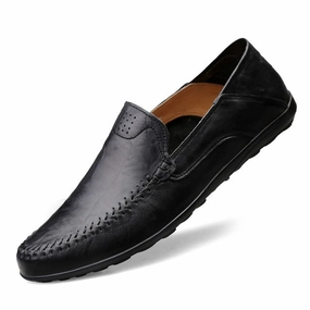 Genuine Leather Men Casual Shoes Luxury Brand 2019 Mens Loafers Moccasins Breathable Slip on Black Driving Shoes Plus Size 37-47 Foot Pain Flat Shoes