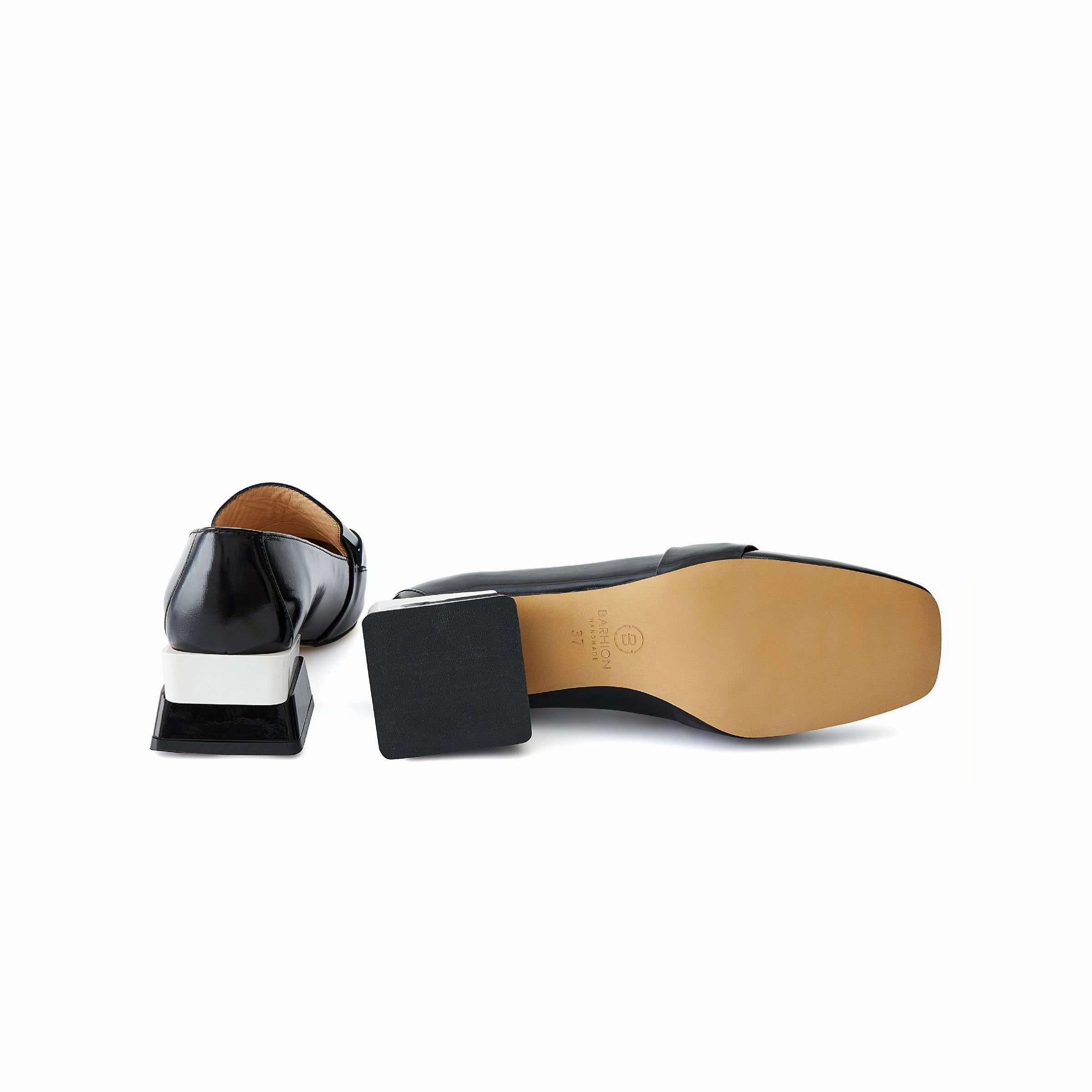 Women's Patent Calf Leather Handmade Block Heels W1002 Top Dress Shoes