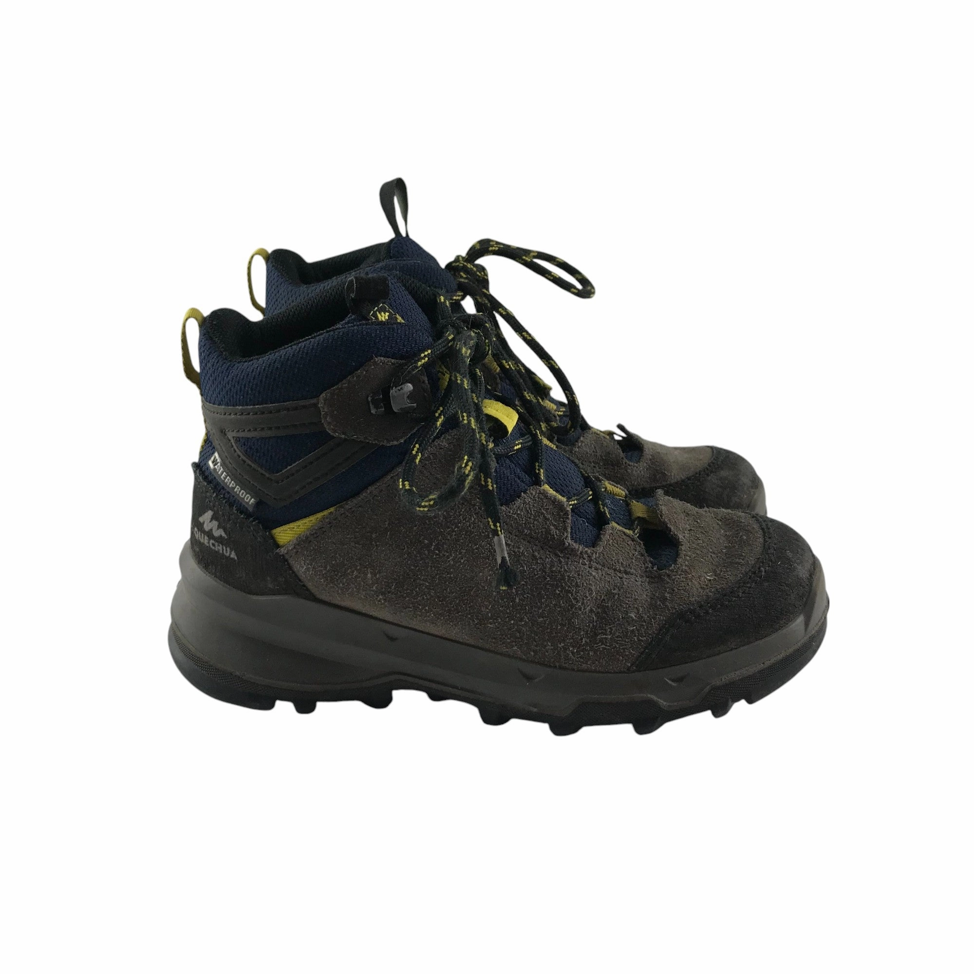 Trendy Walking Shoes Quechua walking boots shoe size 13 junior brown and navy waterproof