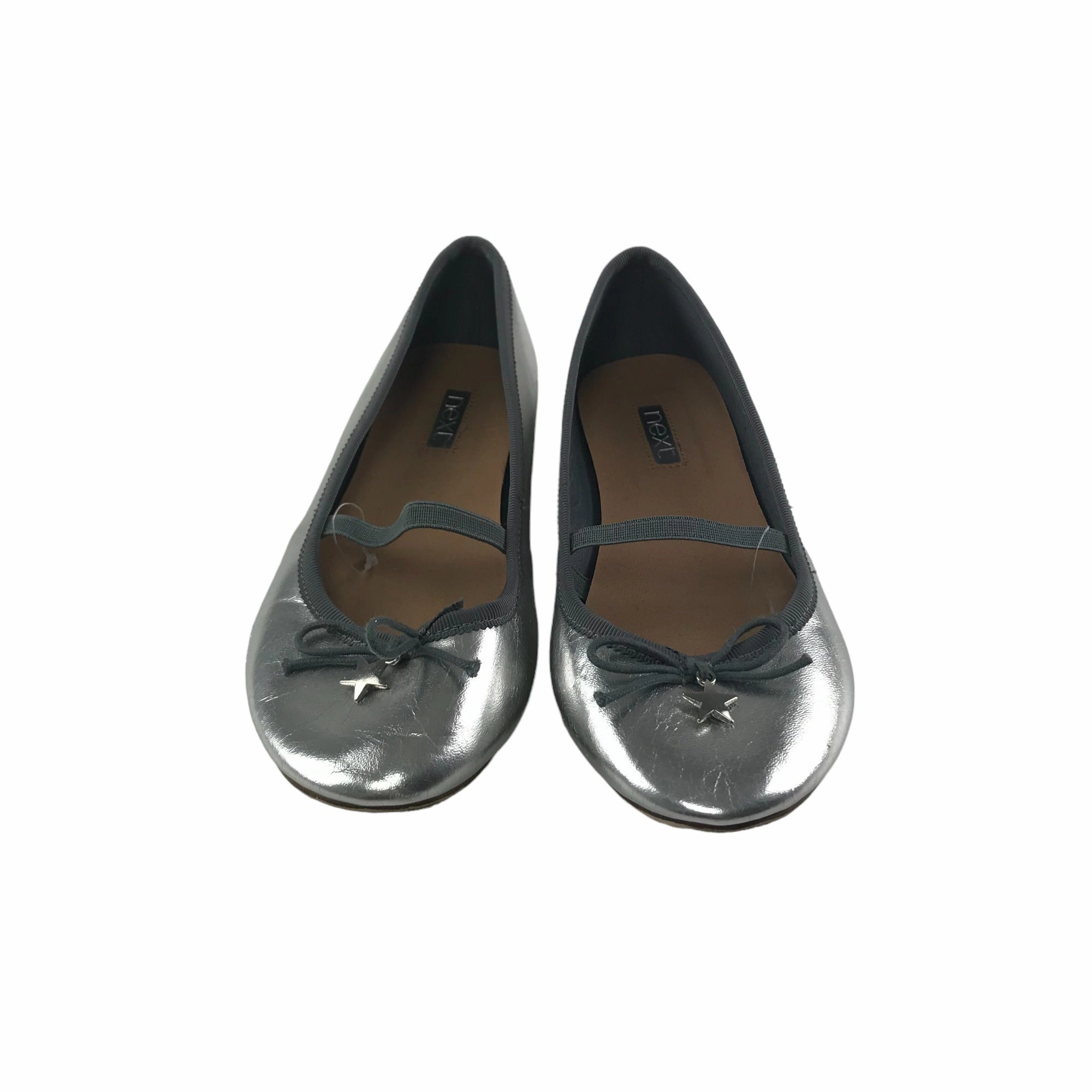 Next Ballerinas Shoe Size 1 Grey Silver Shiny Party Flats Flat Comfortable Shoes