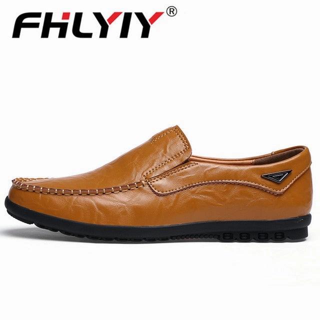 Genuine Leather Men's Casual Shoes Luxury Brand Mens Loafers Flats Breathable Slip on Black Driving Shoes Plus Size 38-47 Backless Flat Shoes