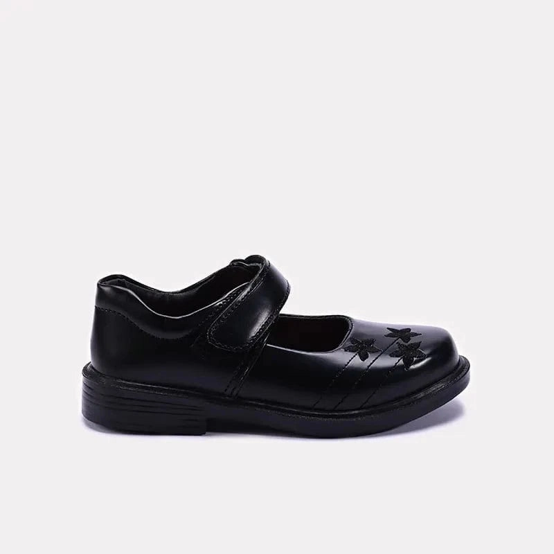 Flat Fancy Shoes Girls Black School Shoes 0710497