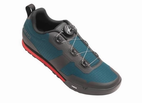 Giro Tracker MTB Shoe - Harbor Blue-Bright Red - 2022 Best Cycling Shoes For Spin Class