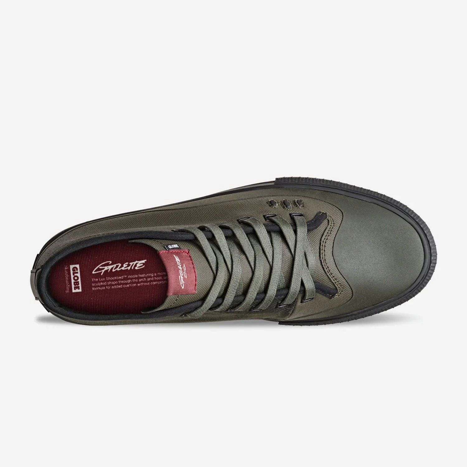 Globe Skateboard Shoes Gillette Mid Dark Olive/Black Skater Shoes 90s