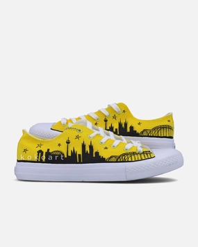 Yellow Background Skyline Hand Painted Shoes Work Shoes Steel Toe Waterproof
