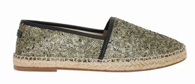 Brazilian Espadrilles Gold Sequined Logo Loafers Espadrilles